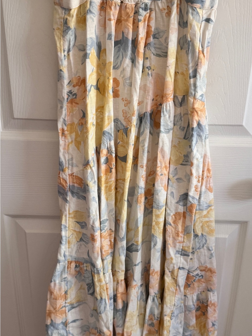 Abercrombie & Fitch Cream Linen Dress with Yellow and Blue Floral Accents - Picture 4 of 5